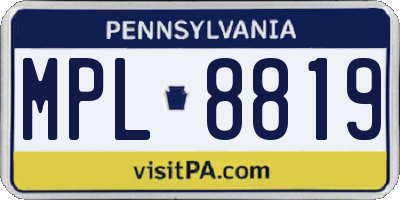 PA license plate MPL8819