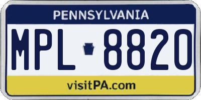 PA license plate MPL8820