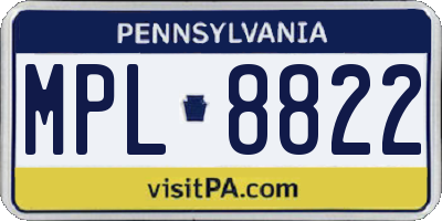 PA license plate MPL8822