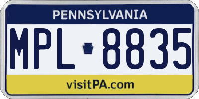 PA license plate MPL8835