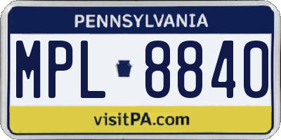 PA license plate MPL8840