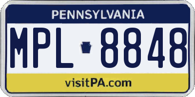 PA license plate MPL8848