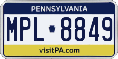 PA license plate MPL8849