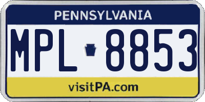 PA license plate MPL8853