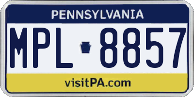 PA license plate MPL8857