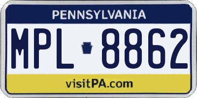 PA license plate MPL8862