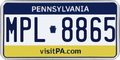 PA license plate MPL8865