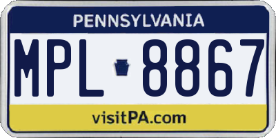 PA license plate MPL8867
