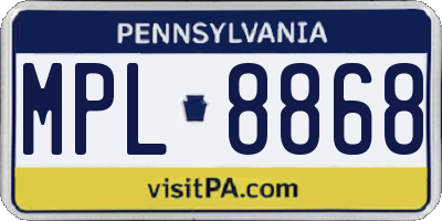 PA license plate MPL8868