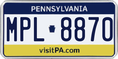 PA license plate MPL8870
