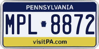 PA license plate MPL8872