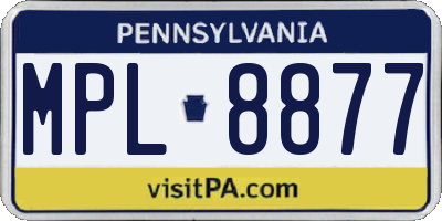 PA license plate MPL8877
