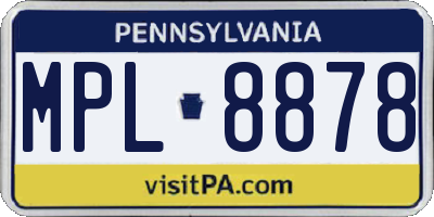 PA license plate MPL8878