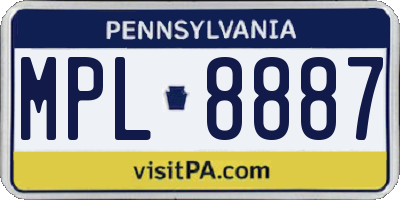 PA license plate MPL8887