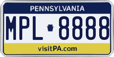 PA license plate MPL8888
