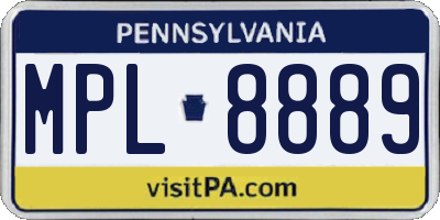 PA license plate MPL8889