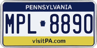 PA license plate MPL8890
