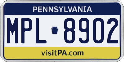 PA license plate MPL8902