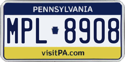 PA license plate MPL8908