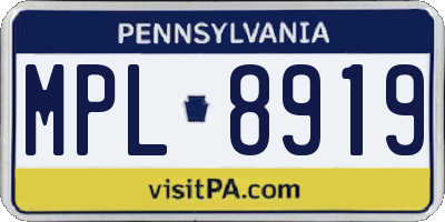 PA license plate MPL8919