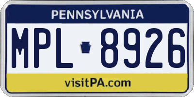 PA license plate MPL8926