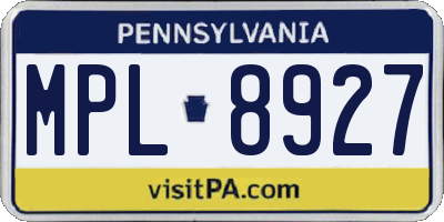 PA license plate MPL8927
