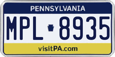 PA license plate MPL8935