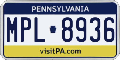 PA license plate MPL8936