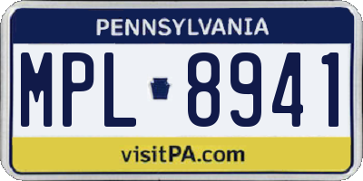 PA license plate MPL8941