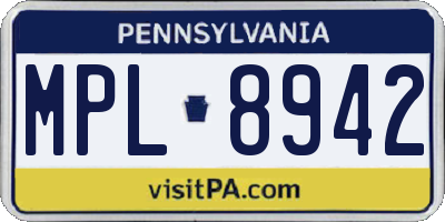 PA license plate MPL8942