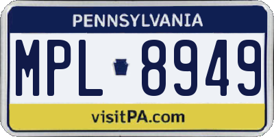 PA license plate MPL8949