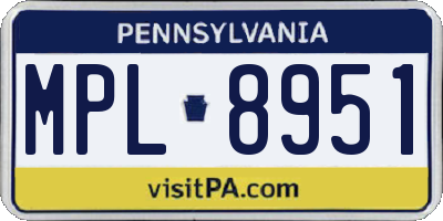 PA license plate MPL8951