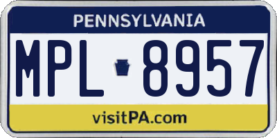 PA license plate MPL8957