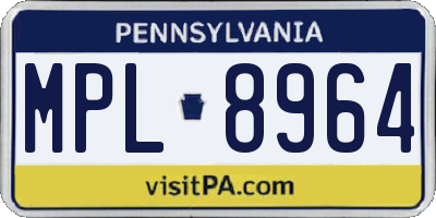 PA license plate MPL8964