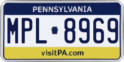 PA license plate MPL8969