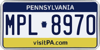 PA license plate MPL8970