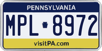 PA license plate MPL8972