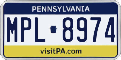 PA license plate MPL8974