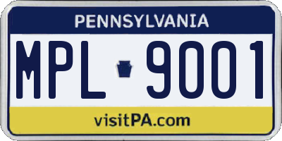 PA license plate MPL9001