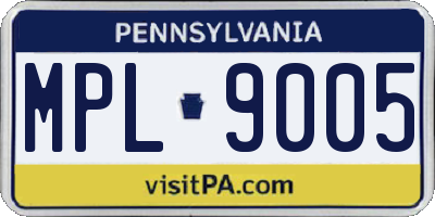 PA license plate MPL9005