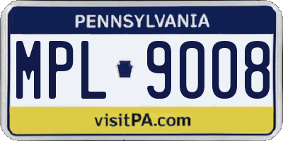 PA license plate MPL9008