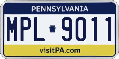 PA license plate MPL9011