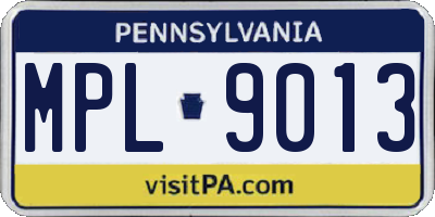 PA license plate MPL9013