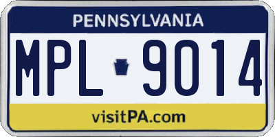 PA license plate MPL9014