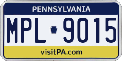 PA license plate MPL9015