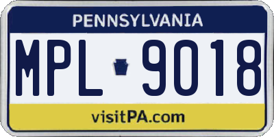 PA license plate MPL9018
