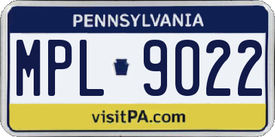 PA license plate MPL9022