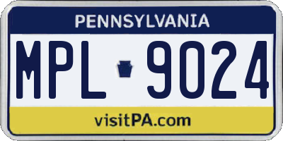 PA license plate MPL9024