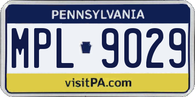 PA license plate MPL9029