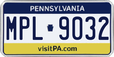 PA license plate MPL9032